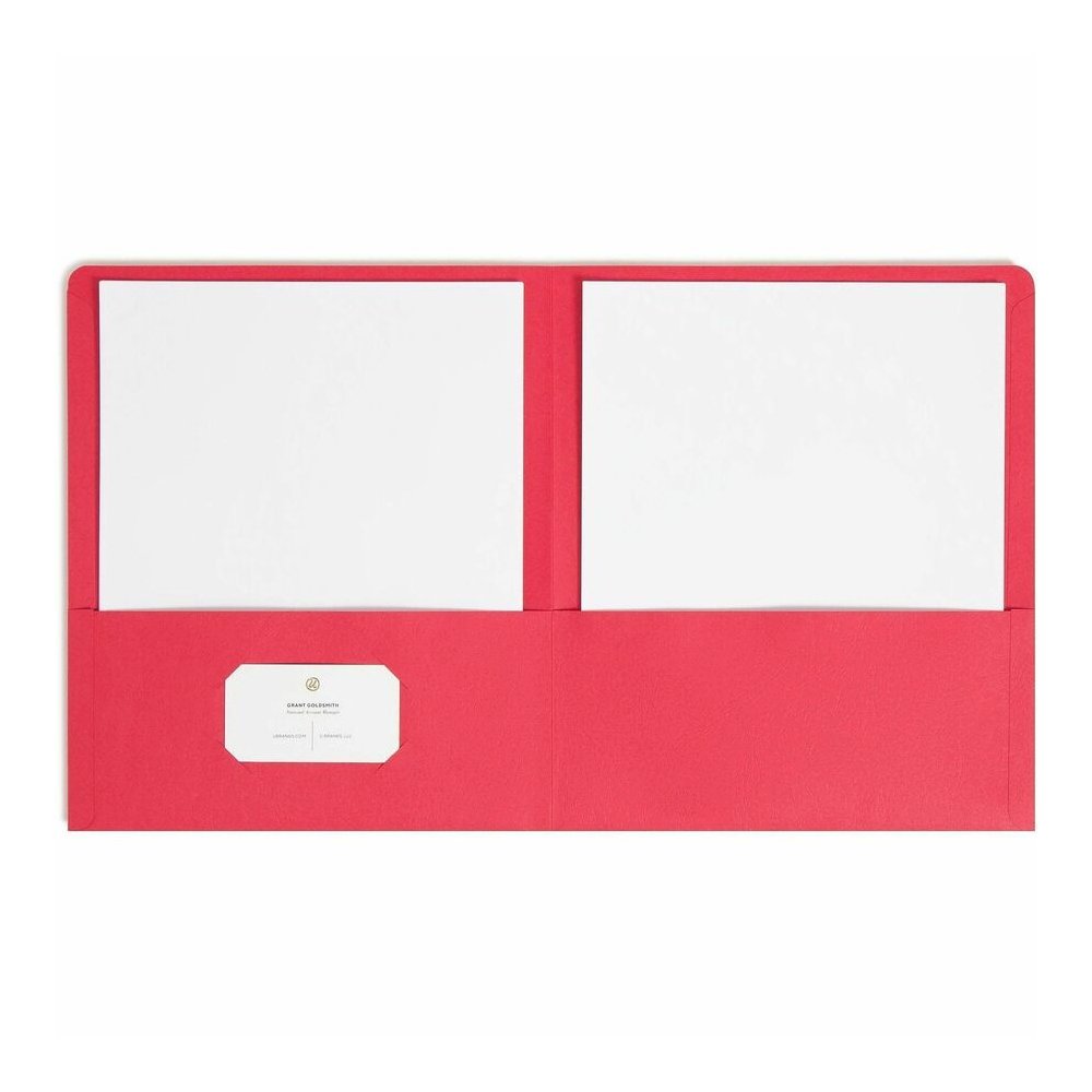 Smead Letter Recycled Pocket Folder - 8 1/2" x 11" - 100 Sheets Capacity - Folder - 2 Pocket - 11 pt. - Leatherette - Red - 10% Recycled - 25 / Box. Picture 5