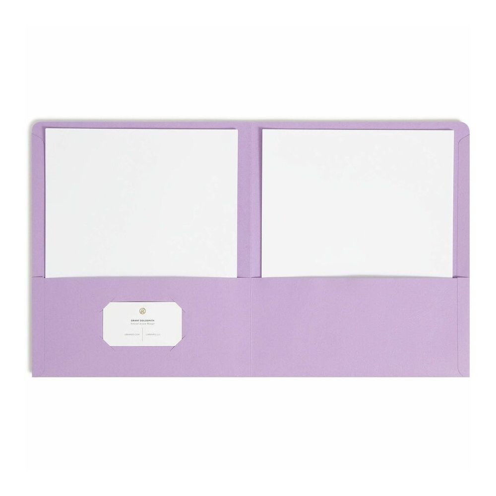 Smead Letter Recycled Pocket Folder - 1/2" Folder Capacity - 8 1/2" x 11" - 2 Pocket - 11 pt. - Leatherette - Lavender - 10% Recycled - 25 / Box. Picture 5