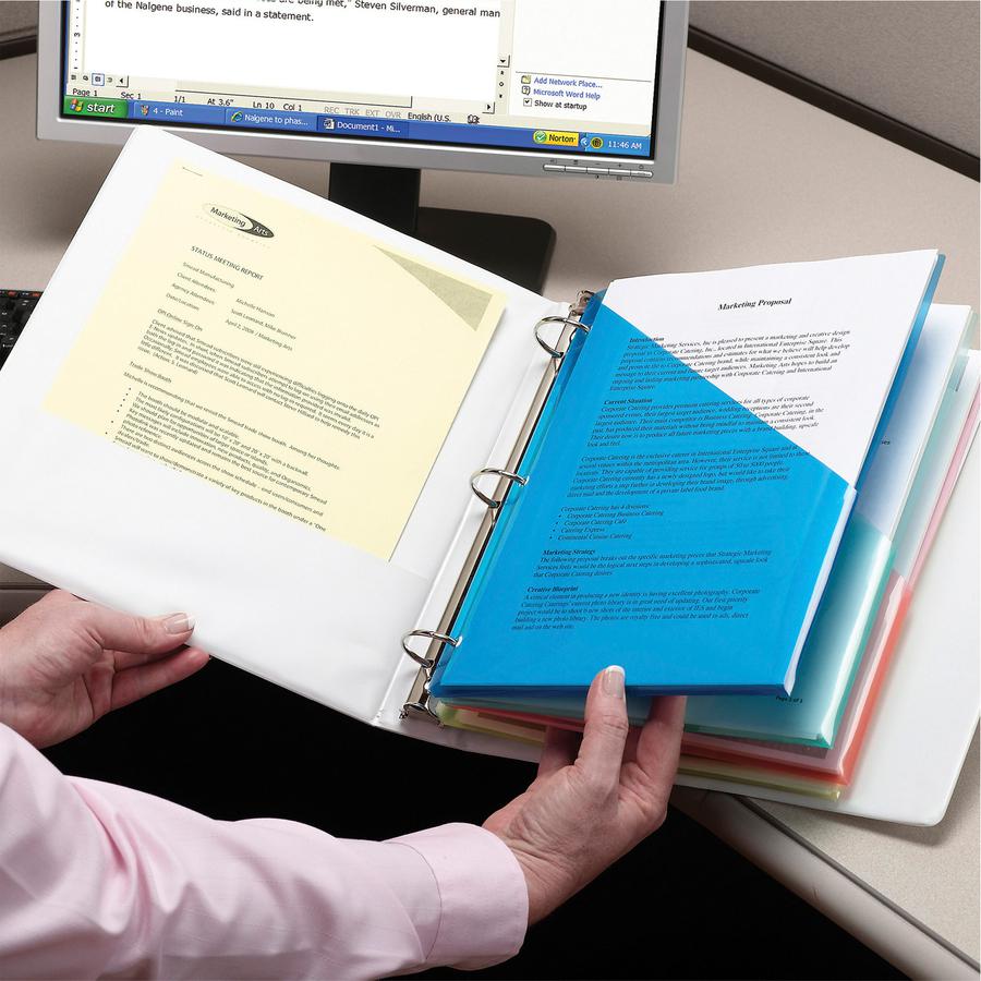 Smead Letter File Jacket - 8 1/2" x 11" - Poly - Clear, Green, Red, Yellow, Blue - 5 / Pack. Picture 5