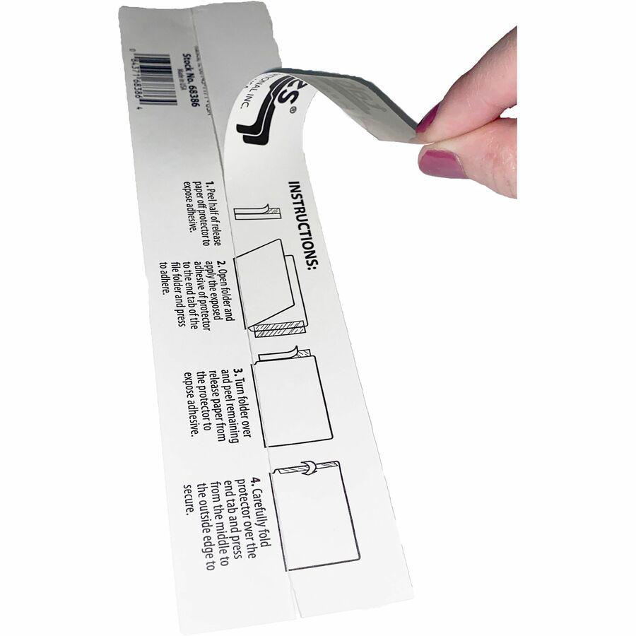 Tabbies Wrap Around Folder End Tabs - 2" Tab Height x 8" Tab Width - Clear Tab(s) - Wear Resistant, Tear Resistant - 100 / Pack. Picture 2