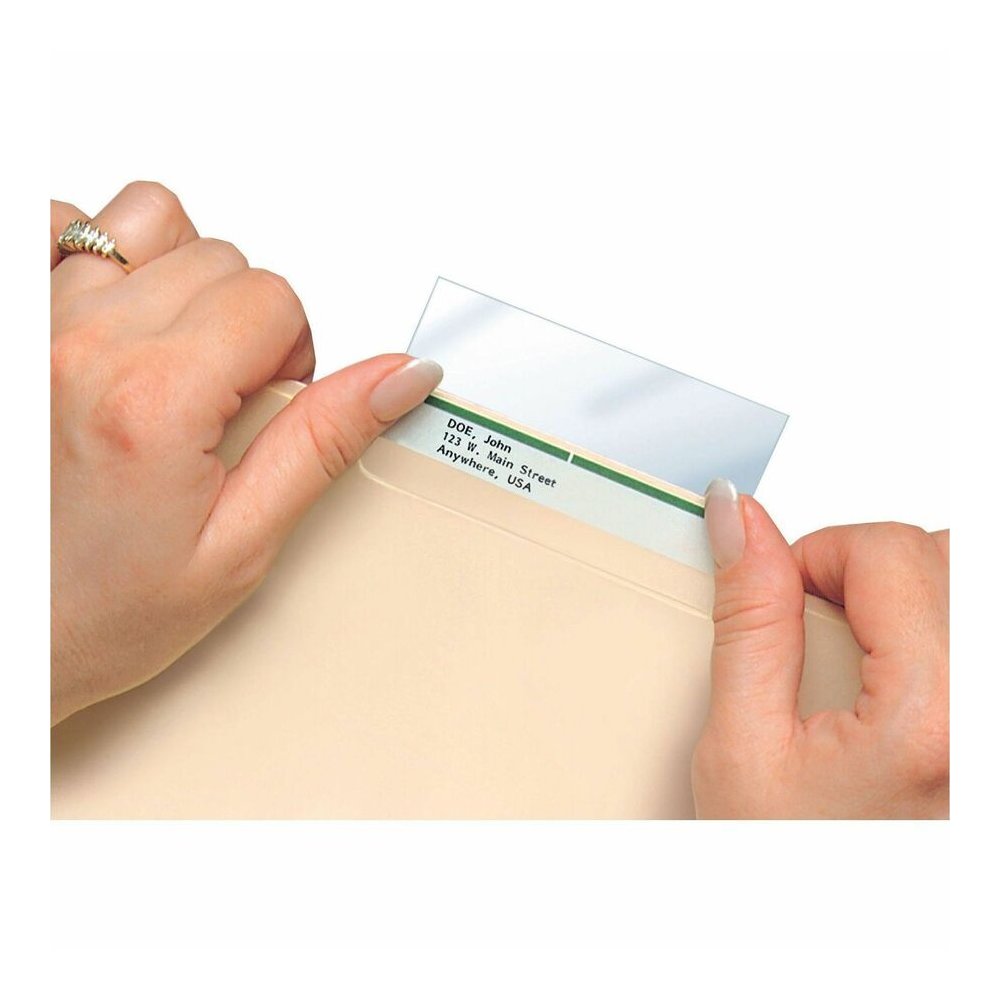 Tabbies Self-adhesive File Folder Label Protectors - For 3 1/2" x 2" Sheet - Rectangular - Clear - 100 / Pack. Picture 3