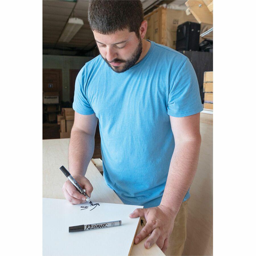 Dixon Industrial RediMark Chisel Tip Permanent Markers - Black Ink - Metal Barrel - 1 Dozen. Picture 2