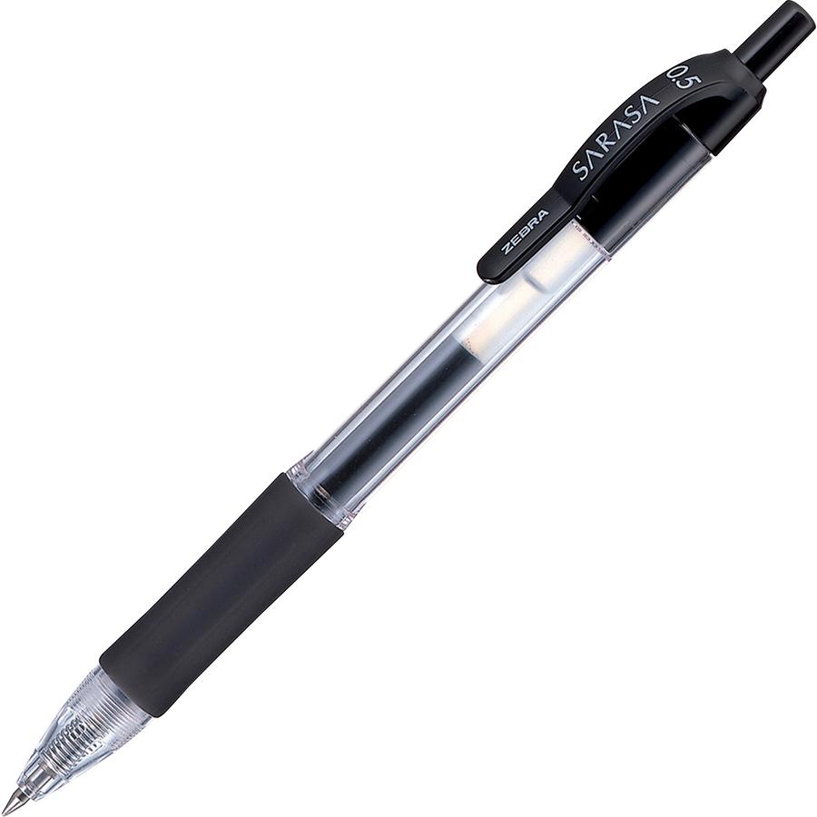 Zebra SARASA dry X20 Retractable Gel Pen - Retractable - Black Ink - Pigment-based - Translucent Barrel - 1 Dozen. Picture 2