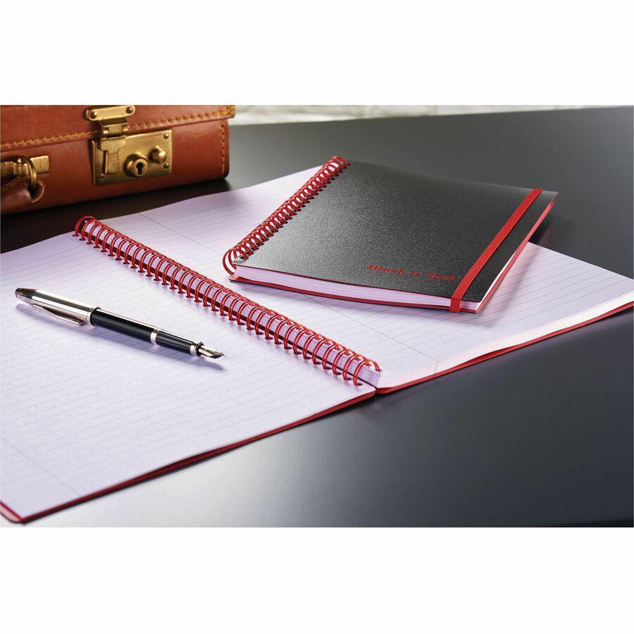 Black n' Red Soft Cover Business Notebook - 70 Sheets - Twin Wirebound - Ruled Margin - 24 lb Basis Weight - 8 1/4" x 11 3/4" - White Paper - Red Binding - BlackPolypropylene Cover - Perforated, Flexi. Picture 2