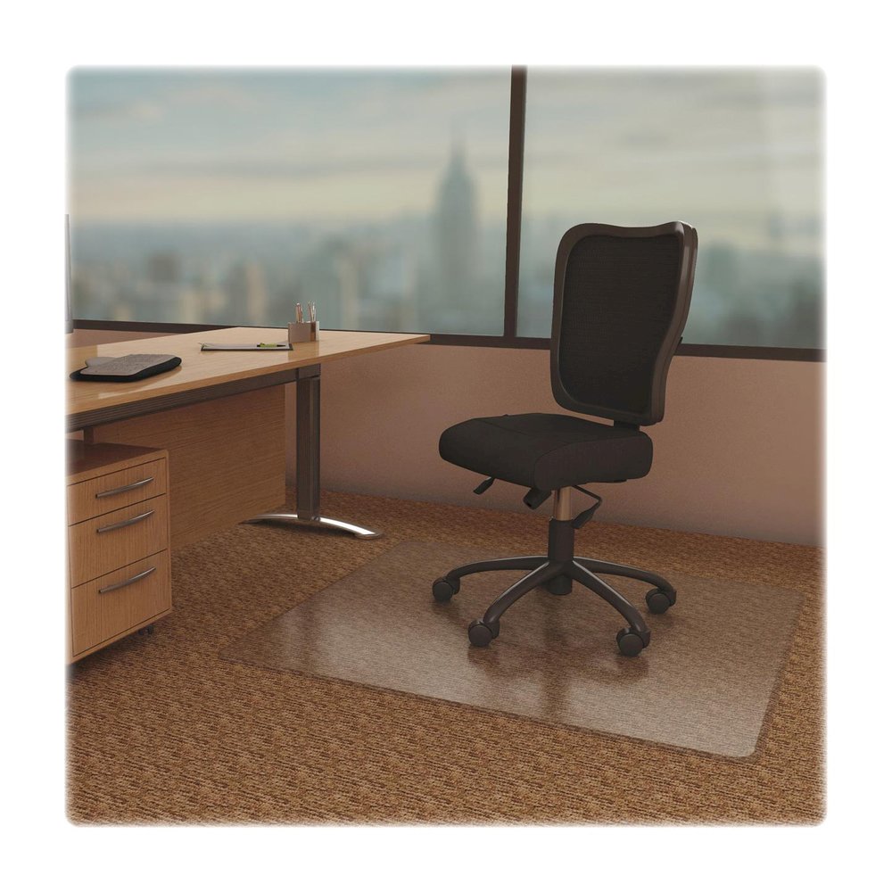 Lorell Economy Low-Pile Chair Mat Rectangular - 48" x 60" - Carpeted Floor - 60" Length x 46" Width x 60" Depth x 0.086" Thickness - Rectangular - Vinyl - Clear - 1 Each. Picture 2