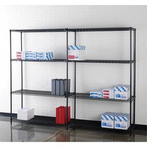 Lorell Industrial Wire Starter Shelving Unit - 48" x 18" x 72" - 4 x Shelf(ves) - 4000 lb Load Capacity - Black - Powder Coated - Steel - Assembly Required. Picture 3