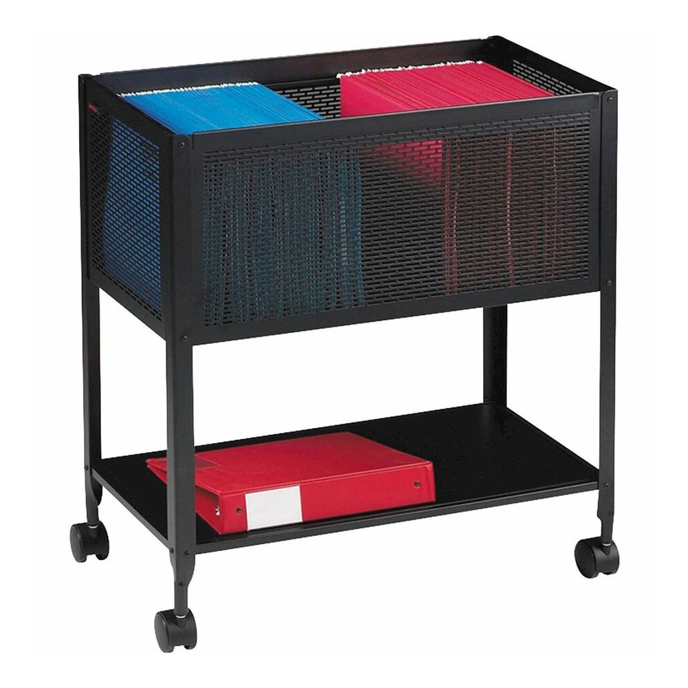 Lorell Mesh Rolling File - 4 Casters - Steel - 13.31" Width x 24.21" Depth x 27.72" Height - Black - 1 Each. Picture 9