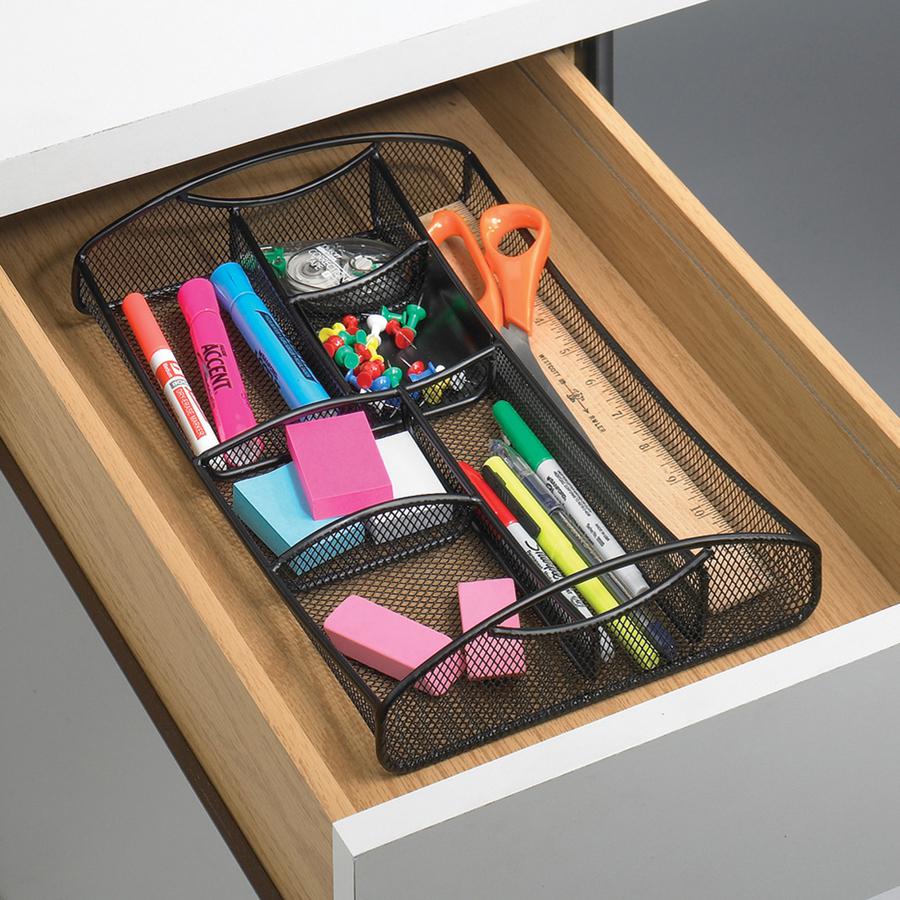 Safco Mesh Drawer Organizer - 7 Compartment(s) - 2.75" Height x 13" Width x 8.75" Depth - Black - Steel - 1 Each. Picture 2