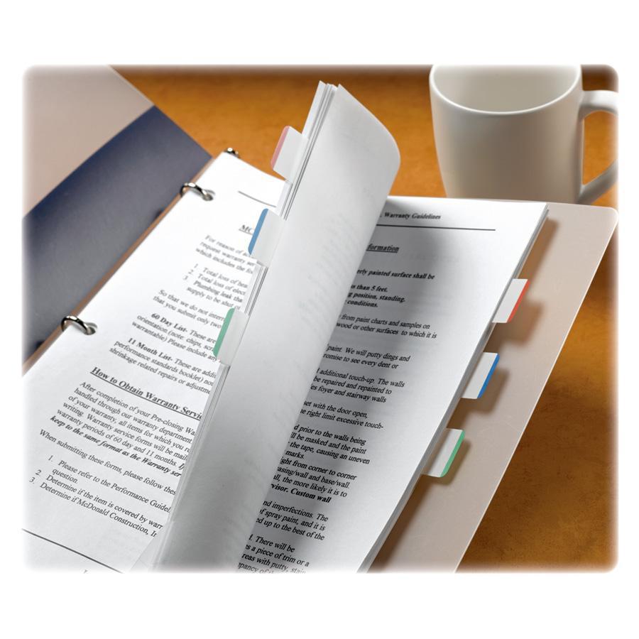 Post-it&reg; Durable Tabs - 1.50" Tab Height x 1" Tab Width - Green, Red, Blue Tab(s) - Repositionable - 66 / Pack. Picture 2