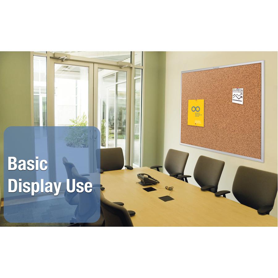 Quartet Classic Series Bulletin Board - 36" Height x 60" Width - Brown Natural Cork Surface - Heavy-gauge, Self-healing, Heavy Duty - Silver Aluminum Frame - 1 Each. Picture 11