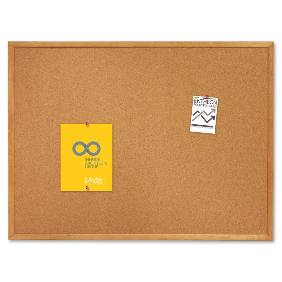 Quartet Classic Series Cork Bulletin Board - 36" Height x 60" Width - Brown Natural Cork Surface - Self-healing, Flexible, Durable - Oak Frame - 1 Each. Picture 6