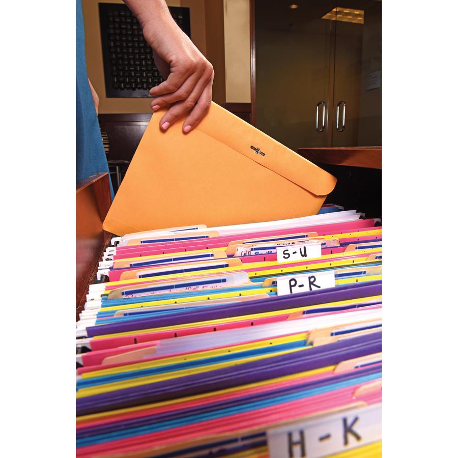 Quality Park 9 x 12 Clasp Envelopes with Deeply Gummed Flaps - Clasp - #90 - 9" Width x 12" Length - 28 lb - Clasp - Kraft - Kraft - 100 / Box. Picture 3