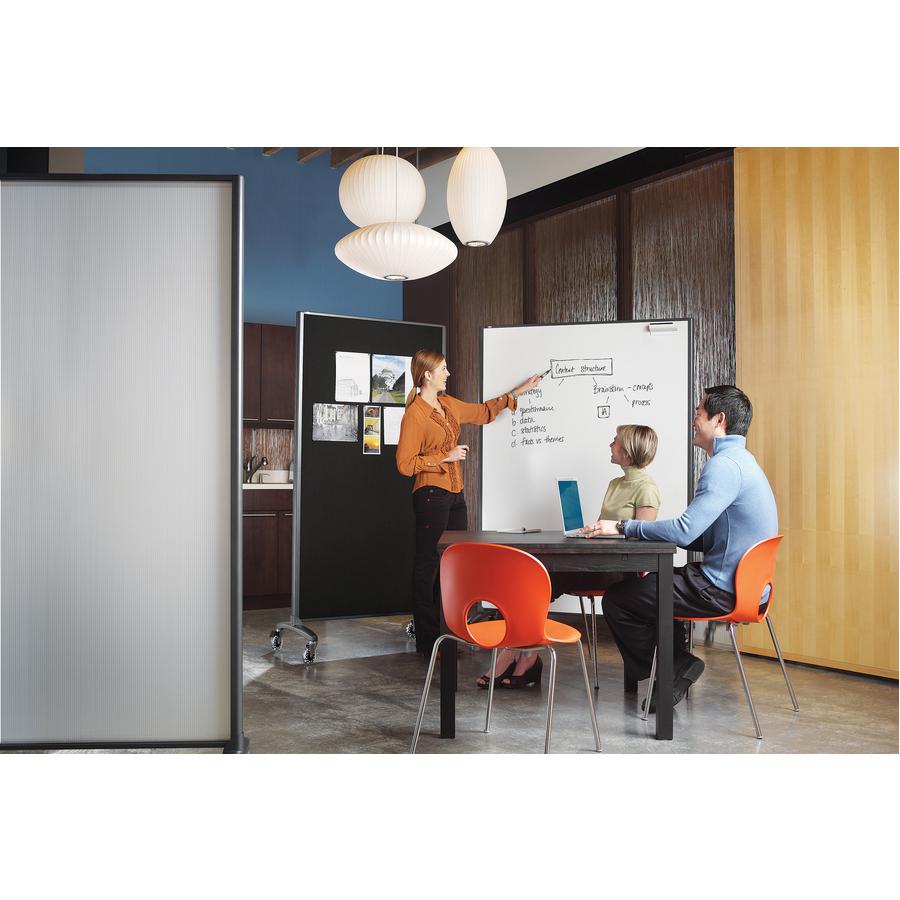 Quartet Motion Room Divider - 48" (4 ft) Width x 72" (6 ft) Height - White Porcelain Surface - Graphite Metal Frame - Magnetic - 1 Each. Picture 4