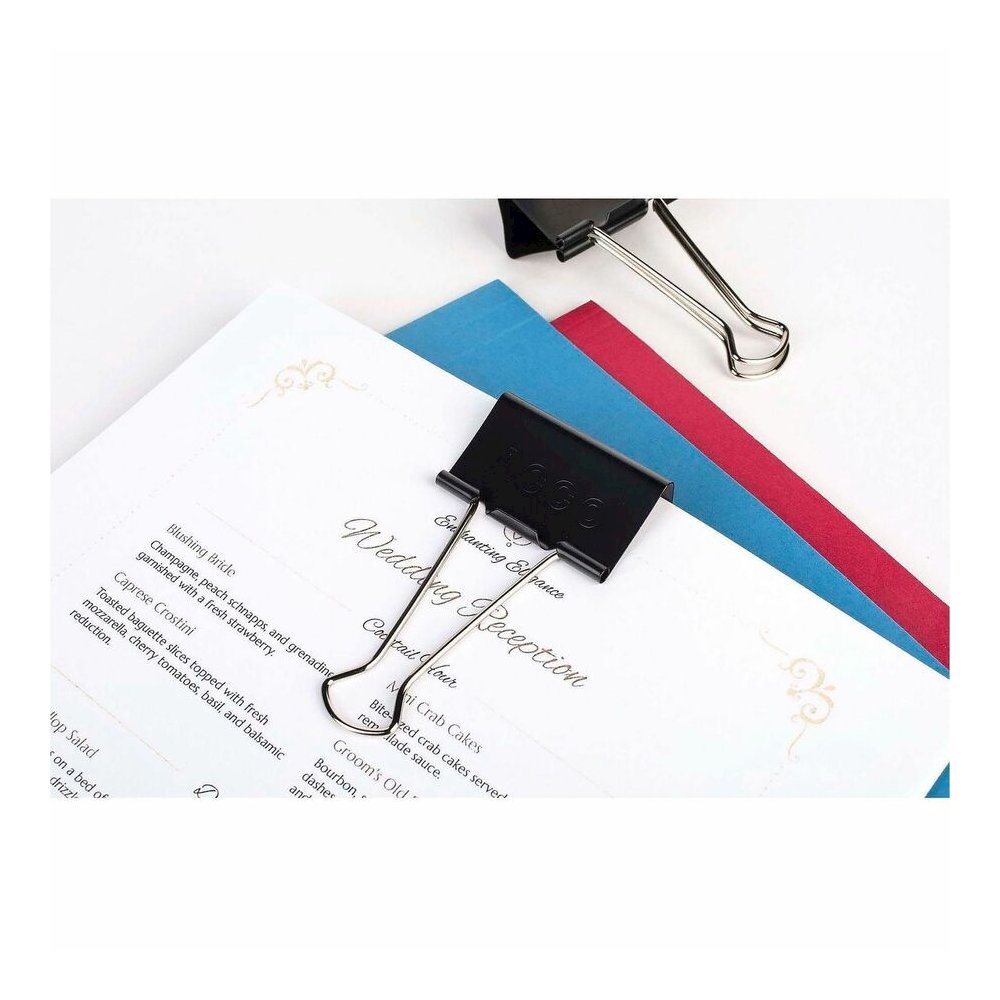 ACCO Large Foldback Binder Clips - Large - 2" Width - 1.06" Size Capacity - Reusable - Black - Plastic - 12 / Box. Picture 6