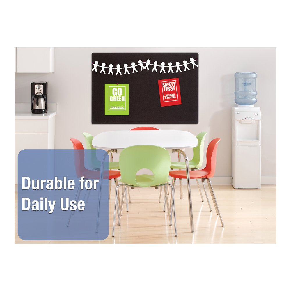 Quartet Oval Office Bulletin Board - 24" Board Height x 36" Board Width - Black Fabric Surface - Frameless, Flexible - Black Frame - 1 Each. Picture 5