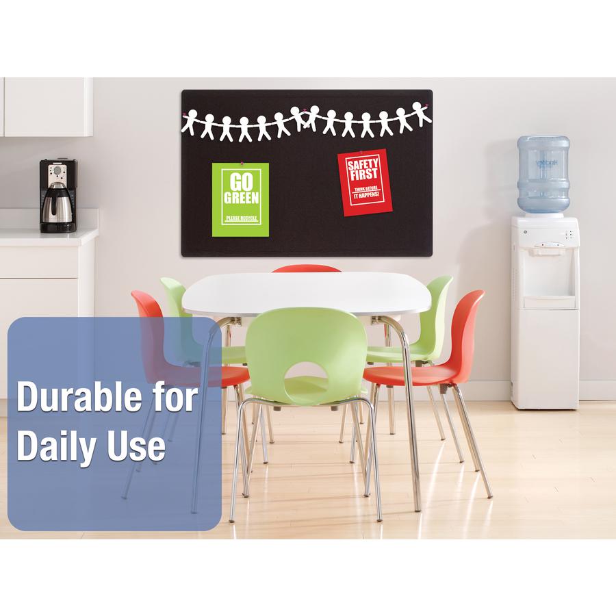 Quartet Oval Office Bulletin Board - 36" Board Height x 48" Board Width - Black Fabric Surface - Frameless, Flexible - Black Frame - 1 Each. Picture 7