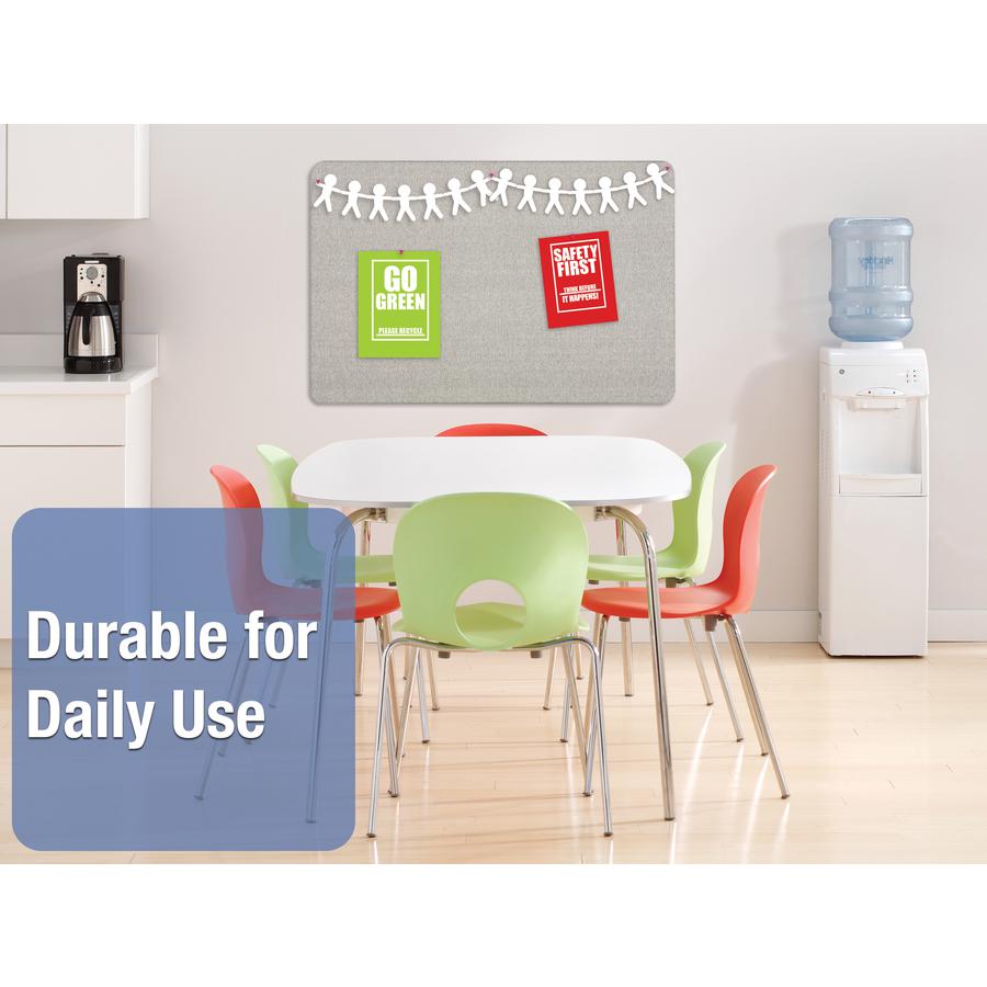 Quartet Oval Office Bulletin Board - 36" Height x 48" Width - Gray Fabric Surface - Frameless, Flexible - Gray Frame - 1 Each. Picture 5