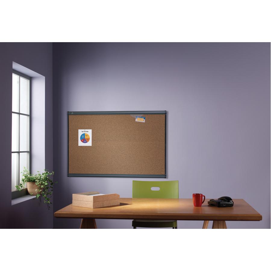 Quartet Prestige Bulletin Board - 24" Height x 36" Width - Brown Cork Surface - Self-healing, Durable - Graphite Frame - 1 Each. Picture 3