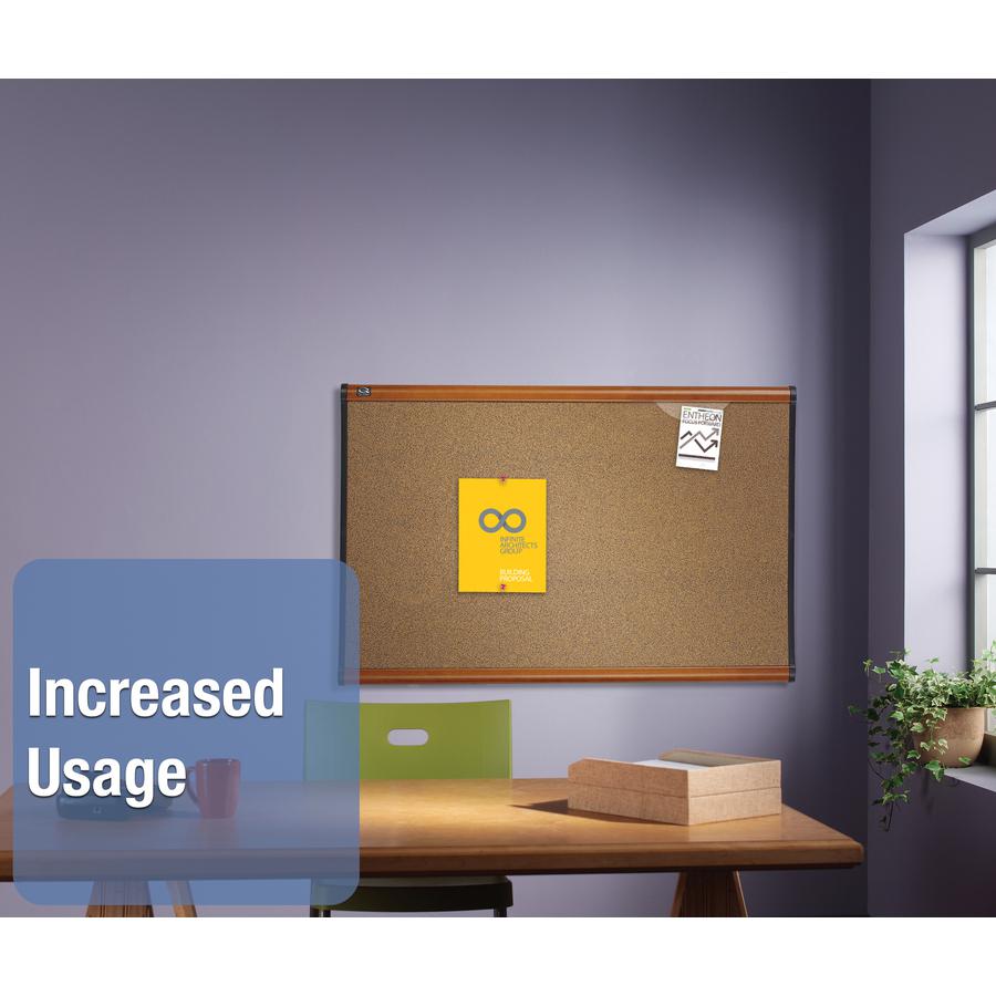 Quartet Prestige Bulletin Board - 48" Height x 72" Width - Brown Cork Surface - Self-healing, Durable - Light Cherry Frame - 1 Each. Picture 2