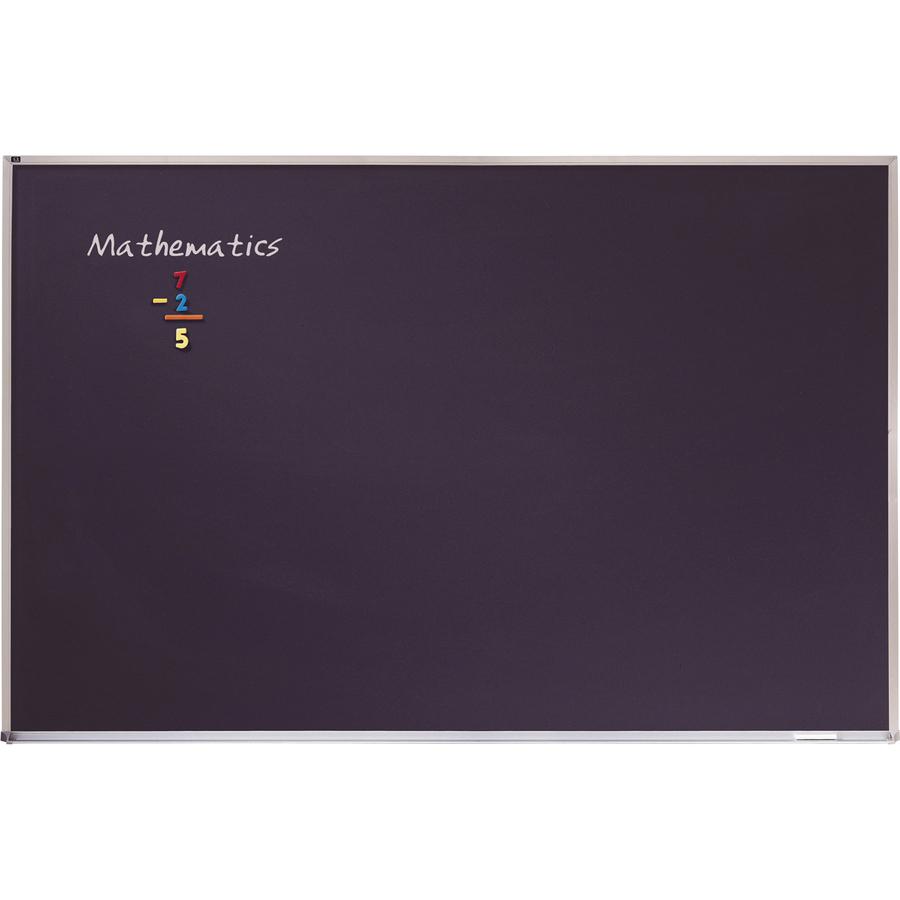 Quartet DuraMax Porcelain Magnetic Chalkboard - 72" (6 ft) Width x 48" (4 ft) Height - Black Porcelain Surface - Silver Aluminum Frame - Horizontal - Magnetic - 1 Each. Picture 2