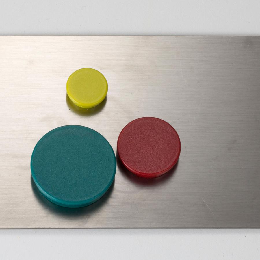Officemate Heavy-Duty Assorted Magnets - 12 x Small, 12 x Medium, 6 x Large - 1 Each - Red, Yellow, White, Blue, Green. Picture 2