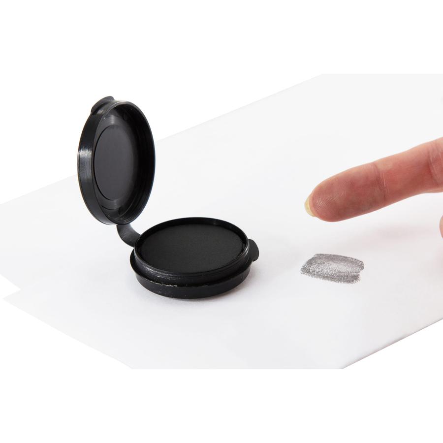 SICURIX Adhesive Fingerprint Ink Pad - 1 Each - 1.5" Height x 1.5" Width x 1.5" Depth - Black Ink - Black. Picture 2