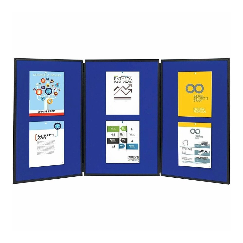 Quartet Show-It! 3-sided Display System - 36" Board Height x 72" Board Width - Gray Fabric, Blue Surface - Dual Sided, Lightweight, Resilient, Durable, Tackable - 3 - 1 Each. Picture 2