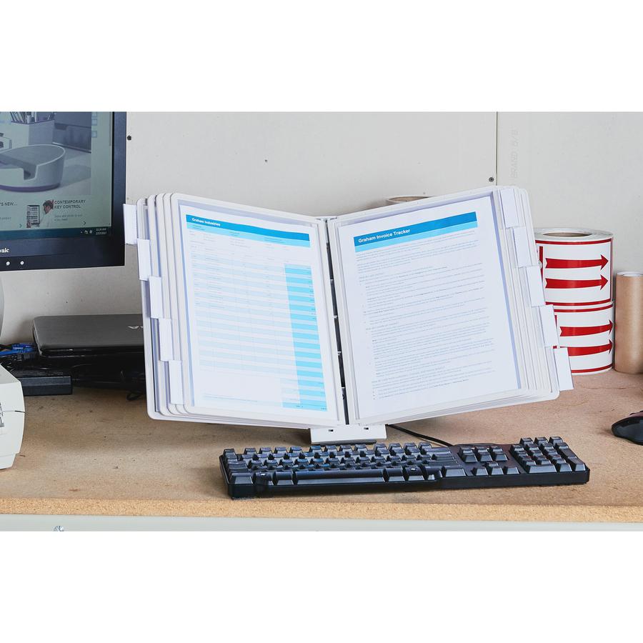 DURABLE&reg; SHERPA&reg; Desktop Reference Display System - Desktop - 10 Double Sided Panels - Letter Size - Anti-Reflective/Non-Glare - Gray. Picture 3