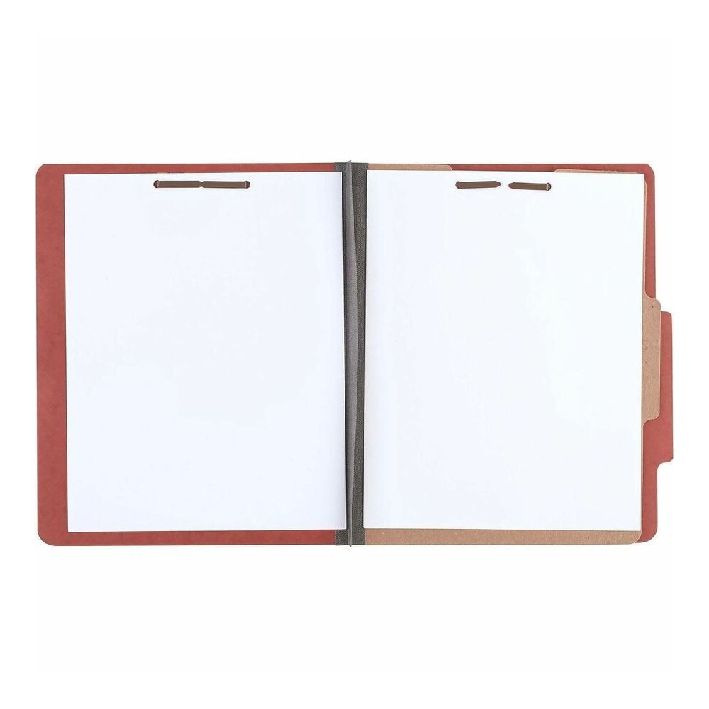 ACCO Letter Classification Folder - 2" Folder Capacity - 8 1/2" x 11" - 4 Fastener - Folder - 1 Divider - 4 pt. - Pressboard, Tyvek - Earth Red - 10 / Box. Picture 5