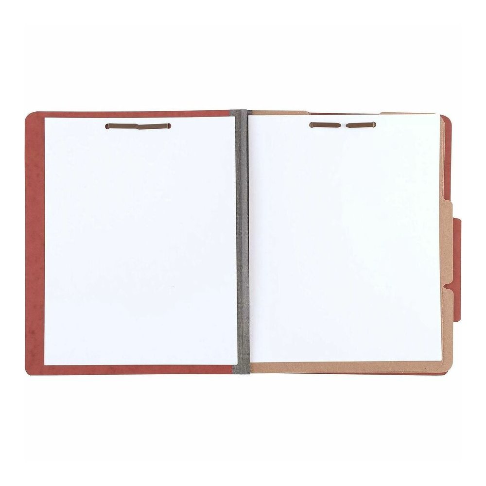 ACCO Letter Classification Folder - 3" Folder Capacity - 8 1/2" x 11" - 6 Fastener - 1" for Folder - 2 Divider - 6 pt. - Pressboard, Tyvek - Earth Red - 10 / Box. Picture 5