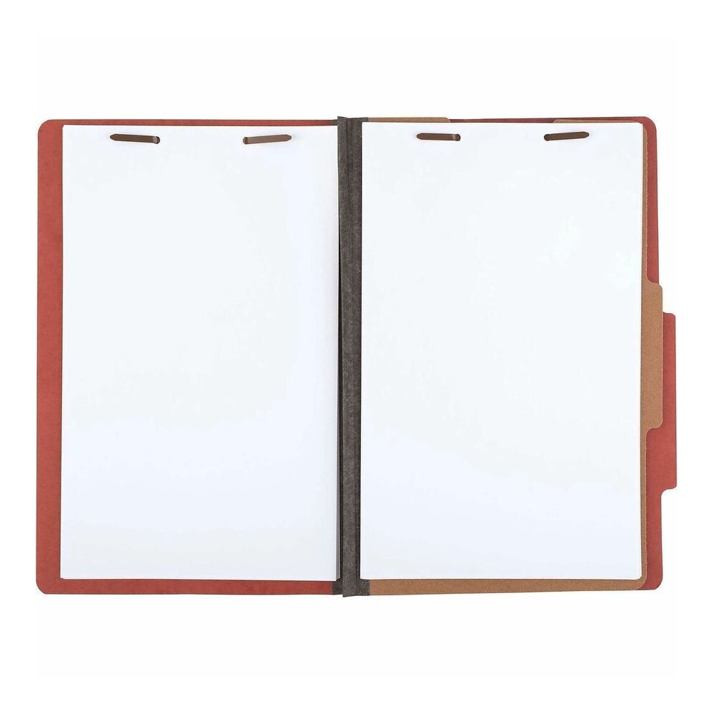 ACCO Legal Classification Folder - 2" Folder Capacity - 8 1/2" x 14" - 4 Fastener - 1" for Folder - 1 Divider - 4 pt. - Pressboard, Tyvek - Earth Red - 10 / Box. Picture 5