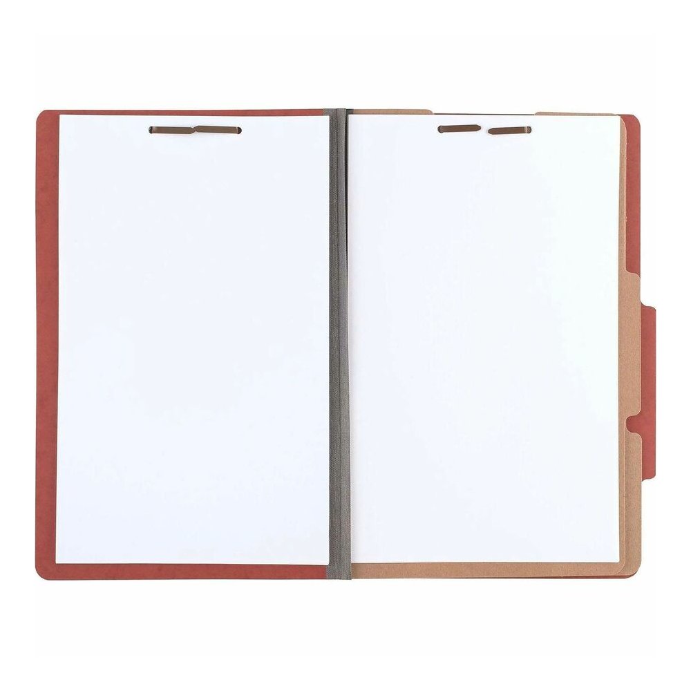 ACCO Legal Classification Folder - 3" Folder Capacity - 8 1/2" x 14" - 6 Fastener - 1" for Folder - 2 Divider - 6 pt. - Pressboard, Tyvek - Earth Red - 10 / Box. Picture 5