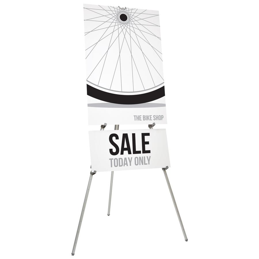 Quartet Heavy-Duty Display Easel - 45 lb Load Capacity - 66" Height - Aluminum, Steel - Silver. Picture 2