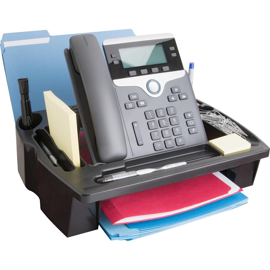 Compucessory Telephone Stand/Organizer - 5" Height x 11.5" Width x 9.5" DepthDesktop - Non-skid Base, Cable Management - Black - Plastic - 1 Each. Picture 7