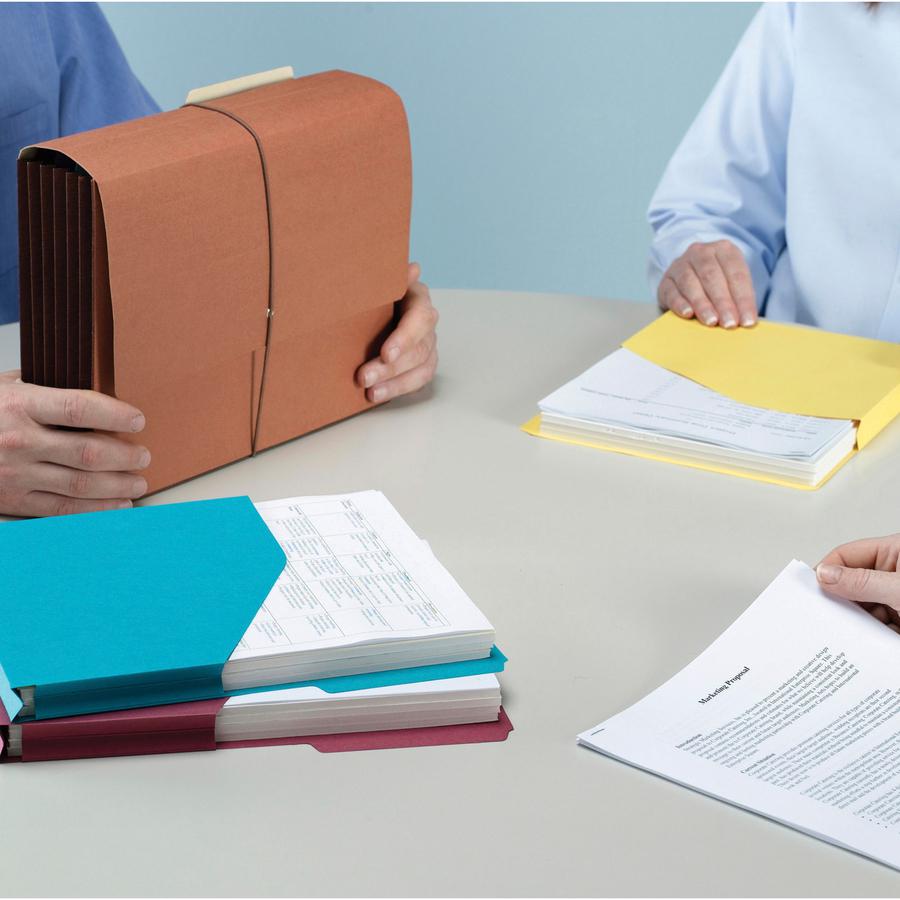 Smead 2/5 Tab Cut Letter Recycled File Pocket - 8 1/2" x 11" - 1" Expansion - Assorted - 10% Recycled - 5 / Pack. Picture 7