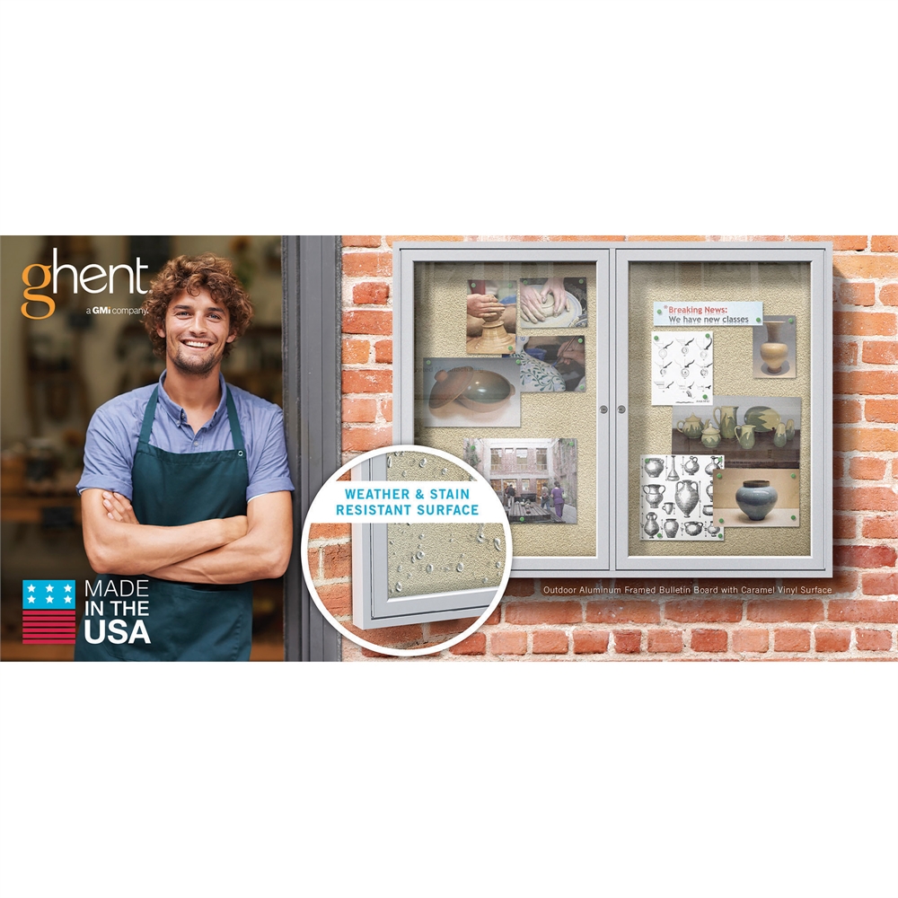 Ghent Outdoor Letterboards - 36" Height x 48" Width - Weather Resistant, Shatter Resistant, Lock, Water Resistant, Mounting System - Satin Aluminum Frame - 1 Each. Picture 3