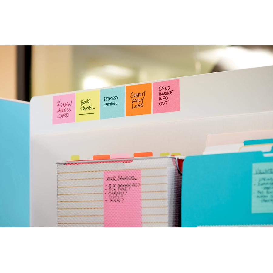 Post-it&reg; Super Sticky Dispenser Notes and Dispenser - 1080 - 3" x 3" - Square - 90 Sheets per Pad - Unruled - Blue, Orange, Green, Pink - Paper - Self-adhesive - 1 / Pack. Picture 2