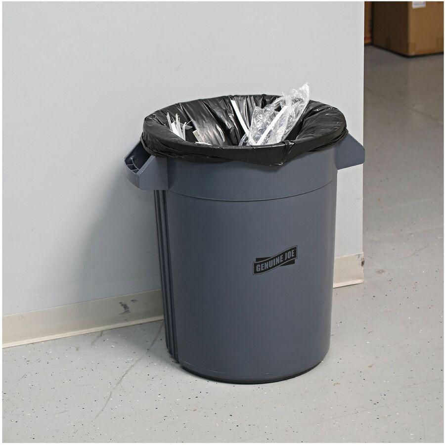 Genuine Joe Heavy-Duty Trash Can Liners - Medium Size - 33 gal Capacity - 40" Length x 33" Width x 1.50 mil (38 Micron) Thickness - Low Density - Black - 100/Box - 1 Carton. Picture 2