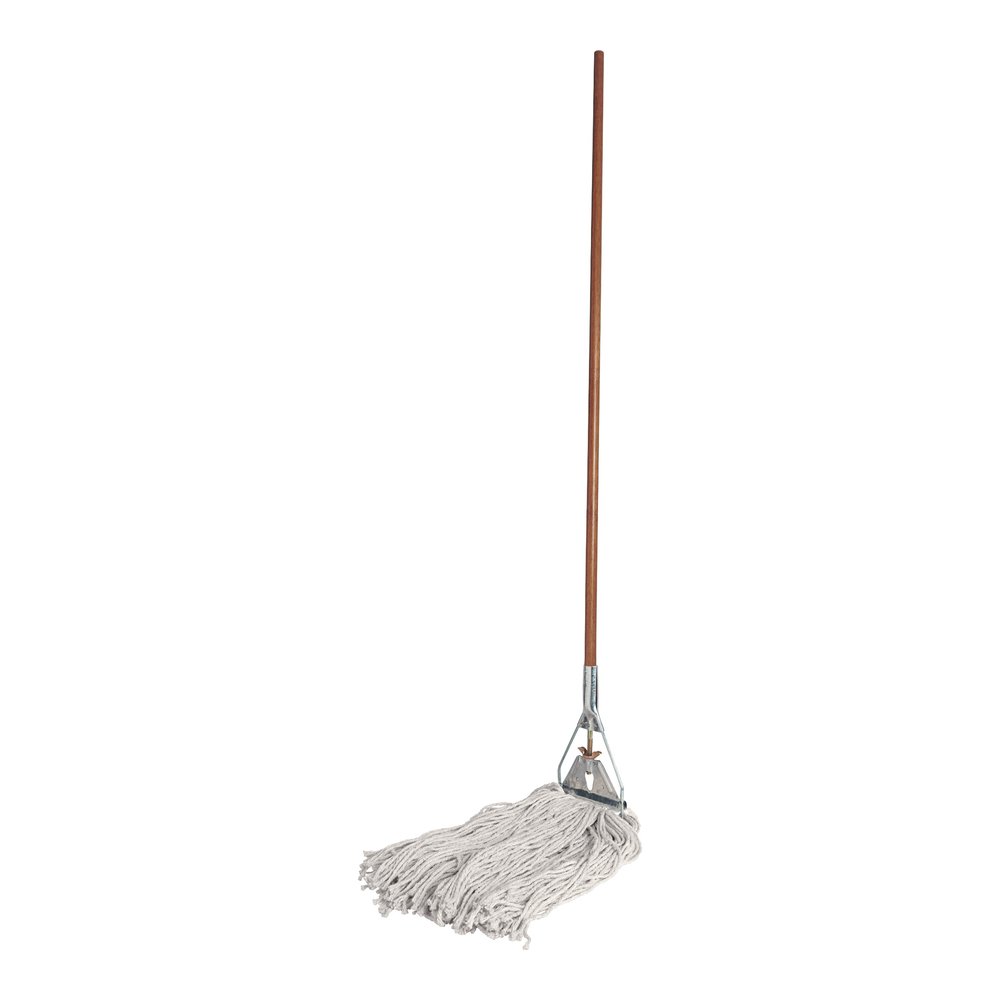 Genuine Joe Wood Handle Complete Wet Mop - 60" Width x 0.94" Height Cotton Head - Wood Handle - Lightweight, Rust Resistant, Absorbent, 4-ply, Refillable - 1 Each. Picture 9