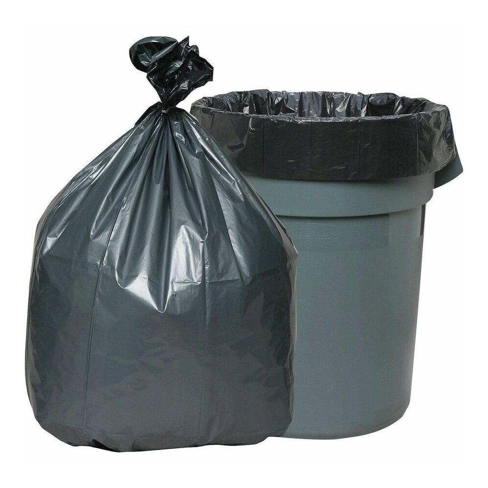 Genuine Joe Maximum Strength Trash Can Liner - Extra Large Size - 60 gal Capacity - 56" Length x 39" Width x 1.55 mil (39 Micron) Thickness - Low Density - Silver - Plastic Resin - Food Waste, Office . Picture 8