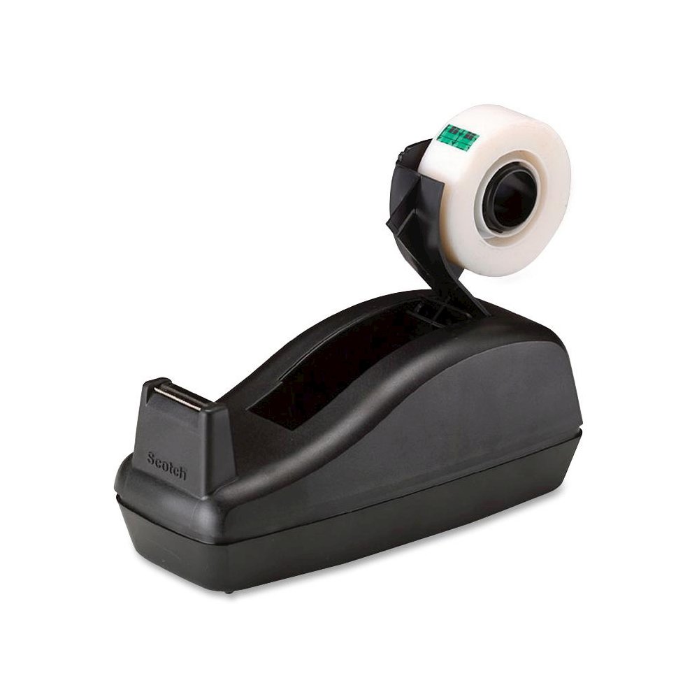 Scotch Deluxe Desk Dispenser - Holds Total 1 Tape(s) - 1" Core - Refillable - Non-skid Base - Plastic - Black - 1 Each. Picture 4