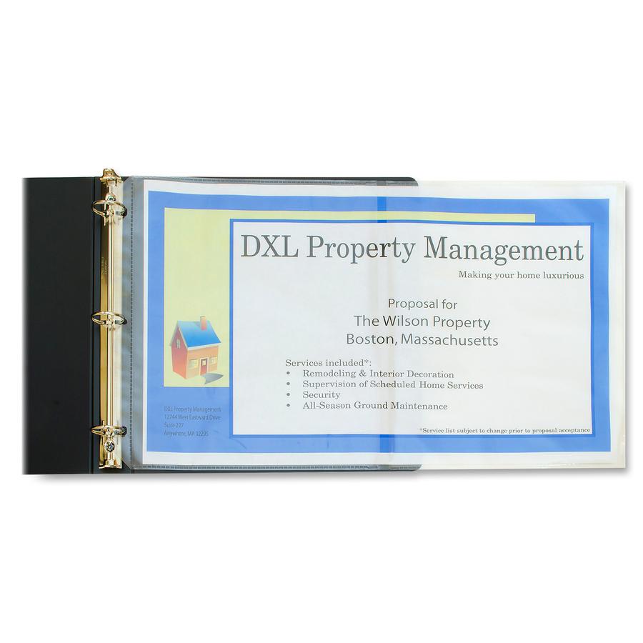 C-Line Panoramic Fold-Out Heavyweight Poly Sheet Protectors - Clear, Center Loading, 11 x 8-1/2, 25/BX, 62237. Picture 3