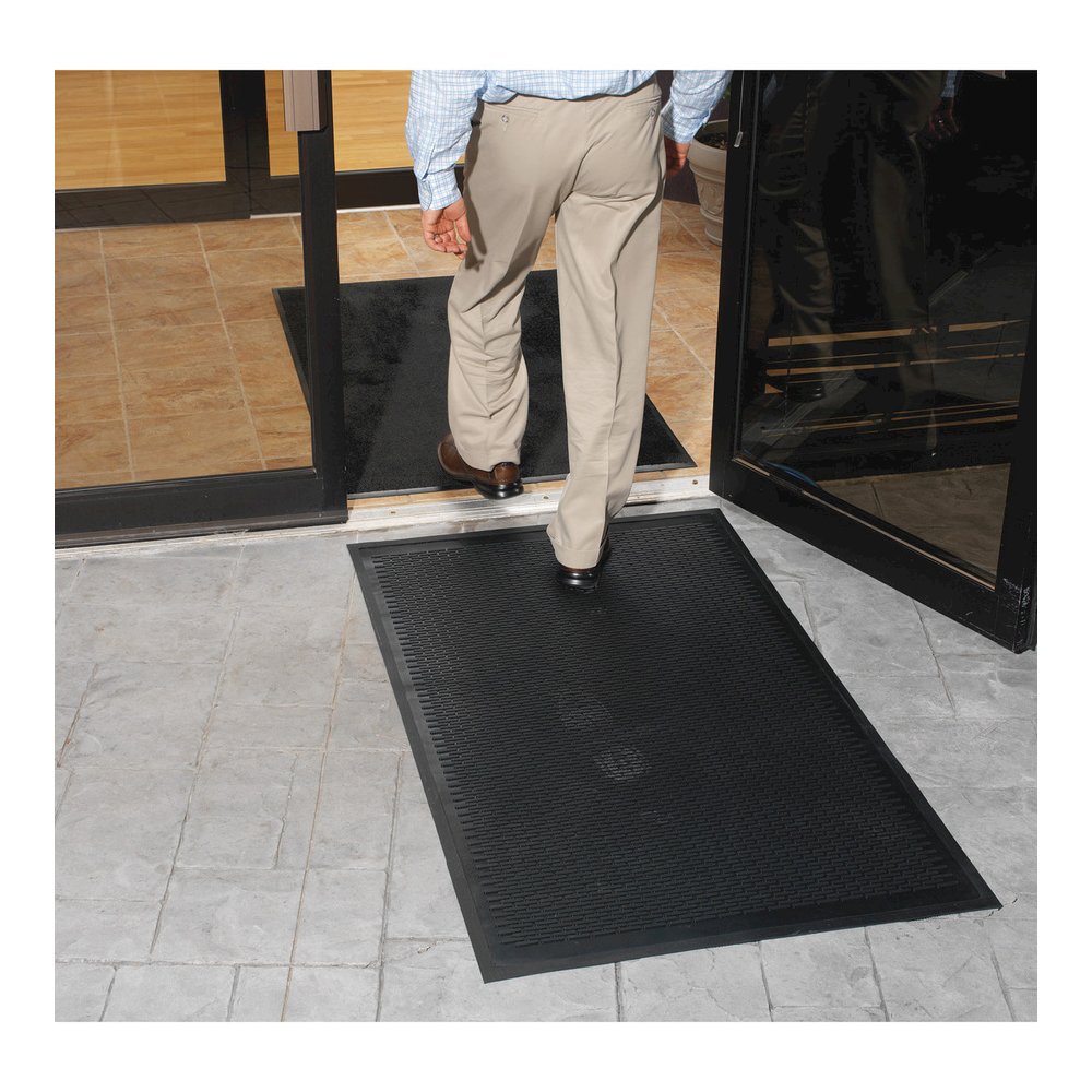 Genuine Joe Clean Step Scraper Floor Mats - Outside Entrance, Outdoor - 60" Length x 36" Width - Rubber - Black - 1 Each. Picture 4