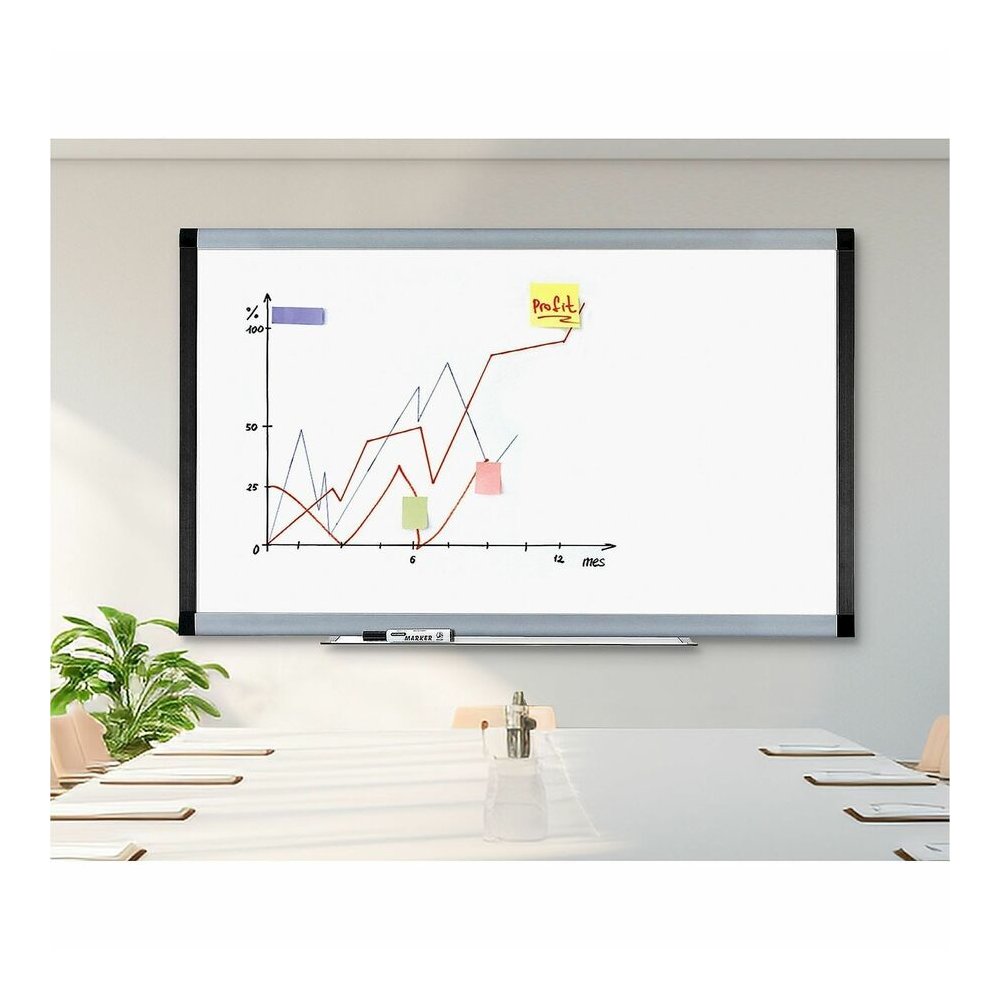 Lorell Signature Series Magnetic Dry-erase Markerboard - 72" (6 ft) Width x 48" (4 ft) Height - Coated Steel Surface - Silver, Ebony Frame - Magnetic - 1 Each. Picture 5