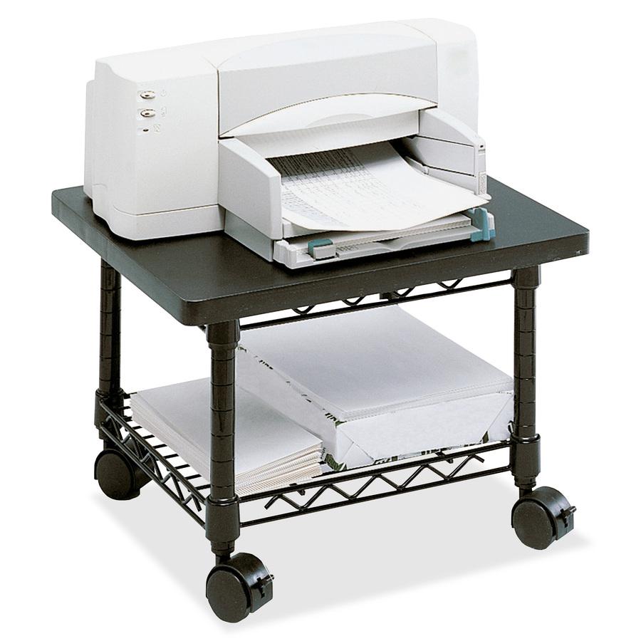 Safco Under Desk Printer/Fax Stand - 300 lb Load Capacity - 13.50" Height x 19" Width x 16" Depth - Floor - Laminate, Powder Coated - Steel - Black - Sturdy, Mobility. Picture 3