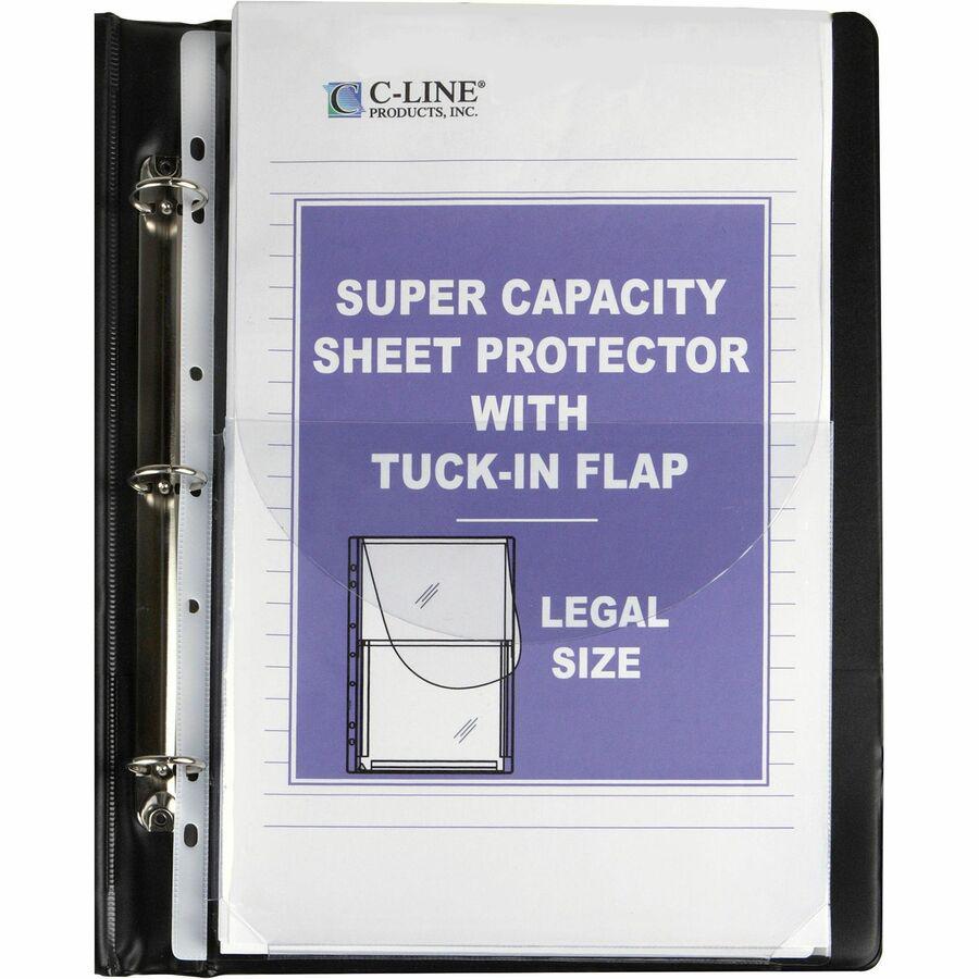 C-Line Super Capacity Super Heavyweight Vinyl Sheet Protectors with Tuck-In Flap - Clear, Top Loading, 11 x 8-1/2, 10/PK, 61027. Picture 2