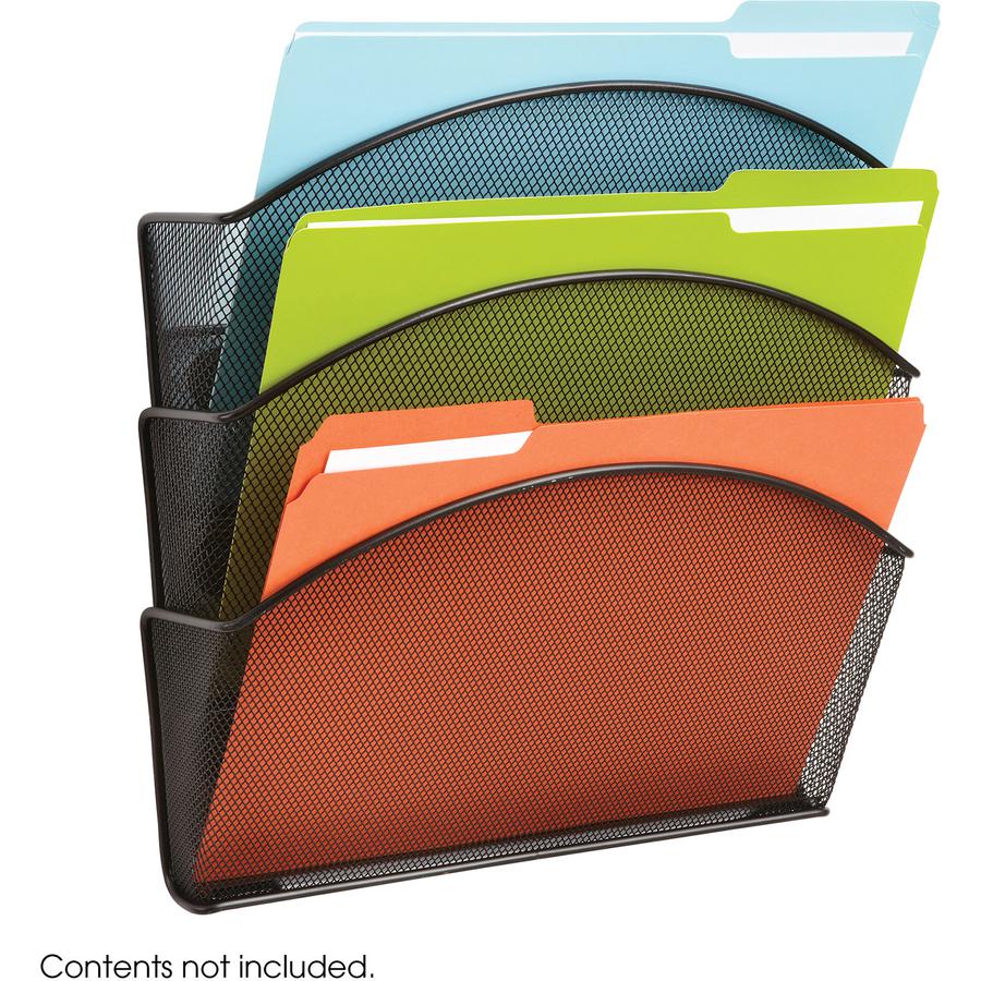 Safco Black Magic Magnetic Triple File Pocket - 3 Compartment(s) - 13.5" Height x 12.5" Width x 4" Depth - Wall Mountable - Black - Steel - 3 / Each. Picture 3