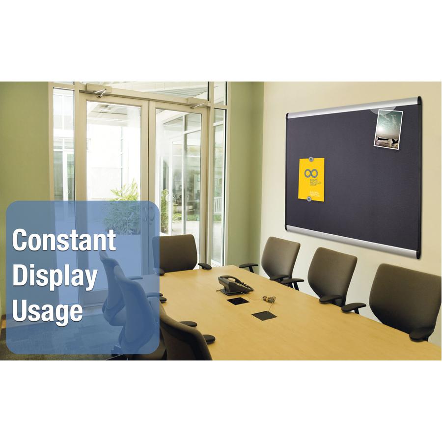 Quartet Prestige Plus Magnetic Bulletin Board - 24" Height x 36" Width - Gray Fabric Surface - Magnetic, Self-healing, Durable - Silver Aluminum Frame - 1 Each. Picture 8
