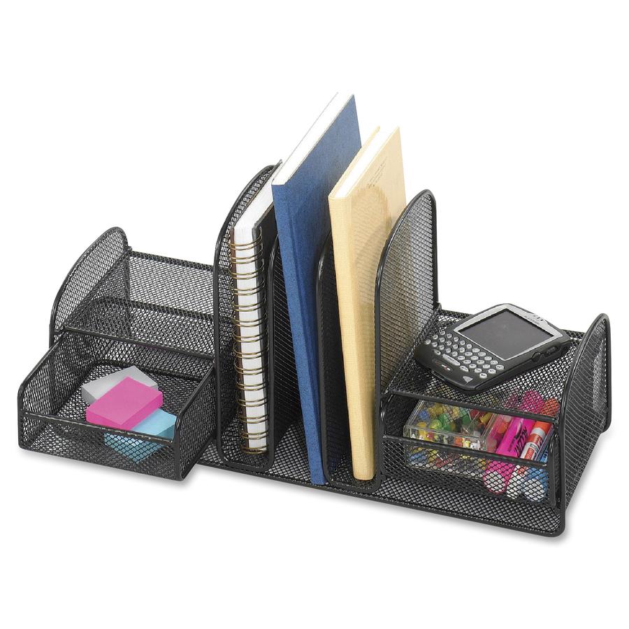 Safco Multipurpose Mesh Desktop Organizer - 7.75" Height x 17" Width x 6.75" Depth - Desktop - Black - 1 Each. Picture 2