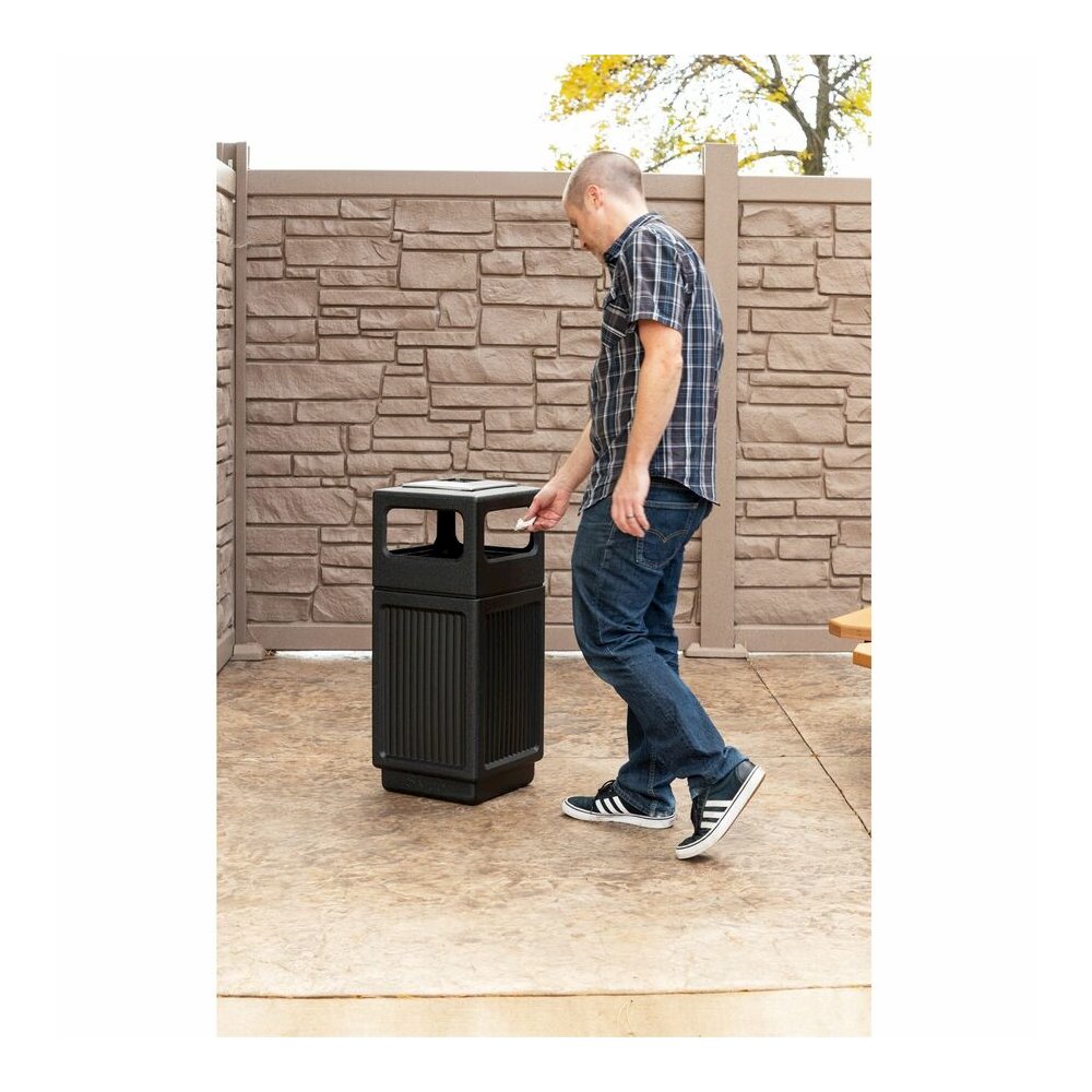 Safco Recessed Panels Waste Receptacle - 15 gal Capacity - 32.8" Height x 13.8" Width x 13.8" Depth - Polyethylene - Black - 1 Each. Picture 10